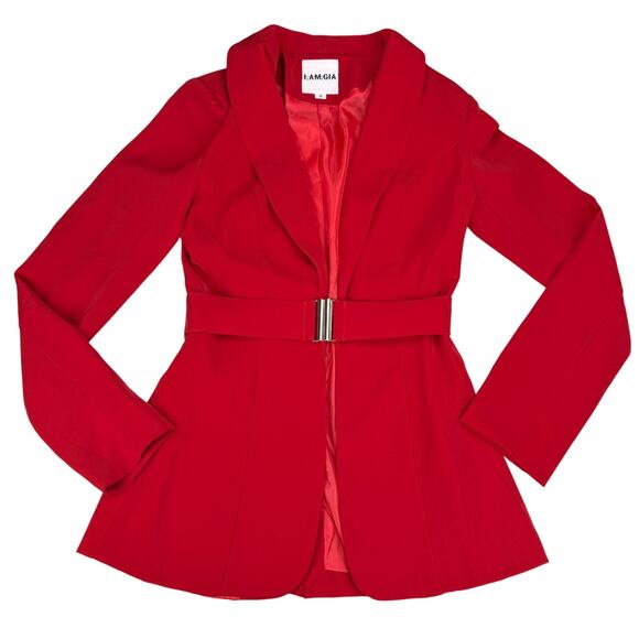 I.AM.GIA Synopsis Belted Blazer Sz Small Red - Picture 3 of 9